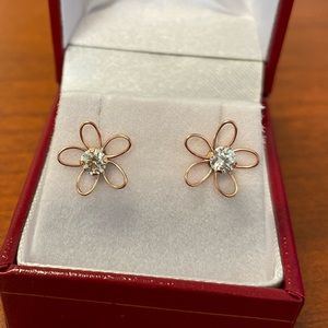10kt Rose Gold Swarovski Flower Earrings